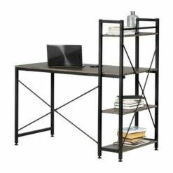 Evane Industrial Desk with Bookcase - South Shore Oak Camel -Outlet Desks Store unnamed file 13513