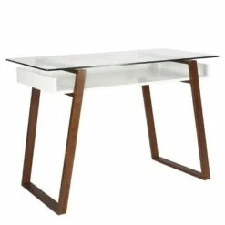 Poly & Bark Houston Glass Top Desk Walnut - Poly & Bark -Outlet Desks Store unnamed file 13643