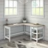 60W Mayfield L Shaped Computer Desk with Storage Shiplap Gray/Pure White - Bush Furniture