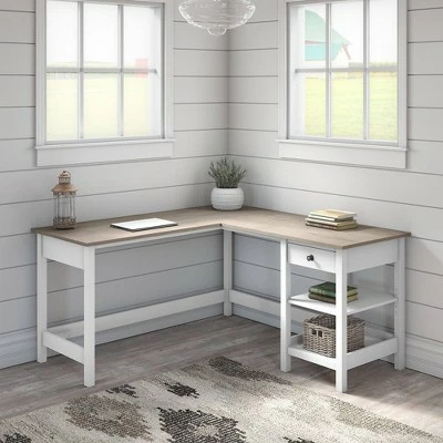 60W Mayfield L Shaped Computer Desk with Storage Shiplap Gray/Pure White - Bush Furniture 3 60W Mayfield L Shaped Computer Desk with Storage Shiplap Gray/Pure White - Bush Furniture