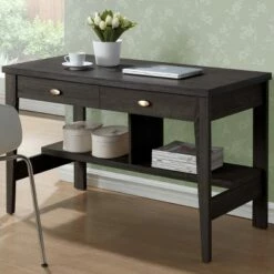 Folio Two Drawer Desk Black Espresso - CorLiving