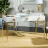 Neria Lacquer Writing Desk White/Gold - Safavieh