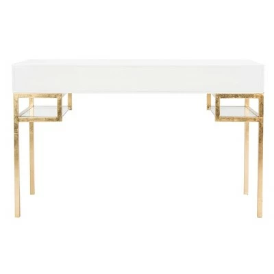 Neria Lacquer Writing Desk White/Gold - Safavieh 6 Neria Lacquer Writing Desk White/Gold - Safavieh - Image 4