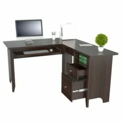 L Shaped Computer Writing Desk Espresso - Inval
