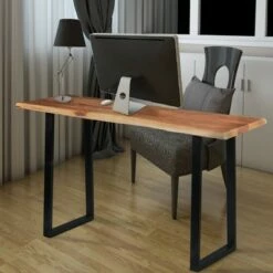 Wooden Live Edge Desk with Metal Sled Leg Support Brown/Black - The Urban Port 13 Wooden Live Edge Desk with Metal Sled Leg Support Brown/Black - The Urban Port -Outlet Desks Store unnamed file 13930