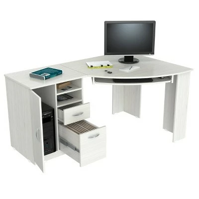 Corner Computer Desk Washed Oak - Inval 4 Corner Computer Desk Washed Oak - Inval - Image 2