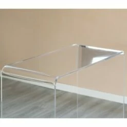 Fabulaxe Rectangular Bent Acrylic Modern Waterfall Home Office Desk, Clear Console Table -Outlet Desks Store unnamed file 13970