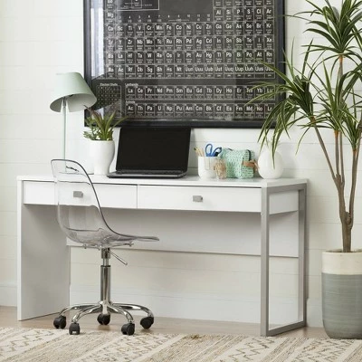 Interface Desk with 2 Drawers Pure White - South Shore 3 Interface Desk with 2 Drawers Pure White - South Shore