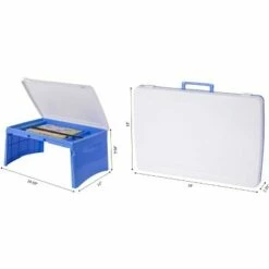 Basicwise Kids Portable Fold-able Plastic Lap Tray, Blue and White -Outlet Desks Store unnamed file 14046