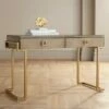 Coast to Coast Wheaton 49 1/2" Wide Gold and Wood Glam Modern Writing Desk -Outlet Desks Store unnamed file 14052