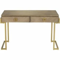 Coast to Coast Wheaton 49 1/2" Wide Gold and Wood Glam Modern Writing Desk -Outlet Desks Store unnamed file 14056