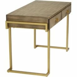 Coast to Coast Wheaton 49 1/2" Wide Gold and Wood Glam Modern Writing Desk -Outlet Desks Store unnamed file 14057