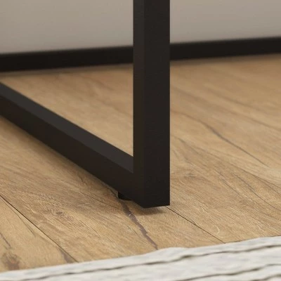 60W Anthropology Glass Top Writing Desk with Shelf Rustic Brown Embossed - Bush Furniture 5 60W Anthropology Glass Top Writing Desk with Shelf Rustic Brown Embossed - Bush Furniture - Image 3