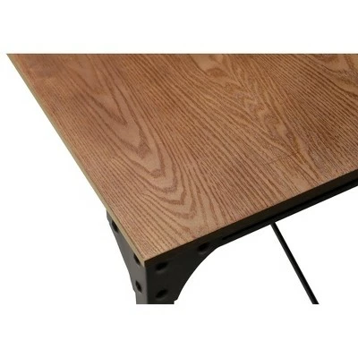 Industrial Style Home Office Desk with Rectangular Wooden Top and Metal Legs Brown/Bronze - Benzara 4 Industrial Style Home Office Desk with Rectangular Wooden Top and Metal Legs Brown/Bronze - Benzara - Image 2