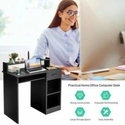 Costway Computer Desk w/Hutch & 2-Tier Open Storage Shelves for Home Office -Outlet Desks Store unnamed file 1415