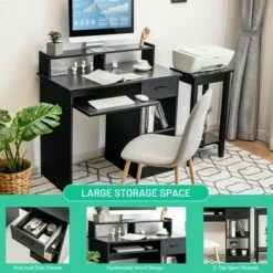 Costway Computer Desk w/Hutch & 2-Tier Open Storage Shelves for Home Office -Outlet Desks Store unnamed file 1418