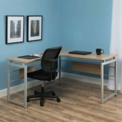 L Desk with Metal Legs Harvest Brown/Silver - OFM -Outlet Desks Store unnamed file 14203