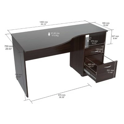 Curved Top Desk Espresso - Inval 6 Curved Top Desk Espresso - Inval - Image 4