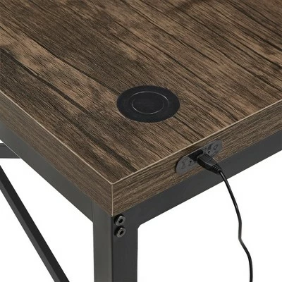 Irwin Metal Rustic Desk with USB Charging Station Black - Inspire Q 9 Irwin Metal Rustic Desk with USB Charging Station Black - Inspire Q - Image 7