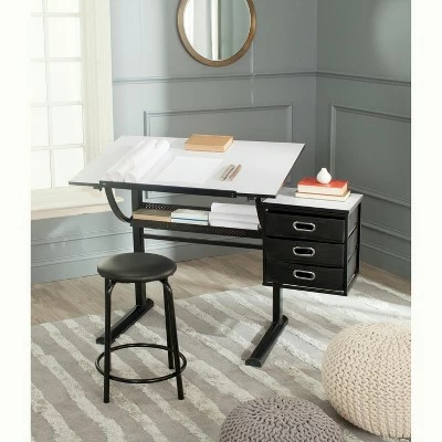 Harvard Writing Desk - White/Black - Safavieh 3 Harvard Writing Desk - White/Black - Safavieh