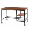 Industrial Design Wooden Desk Coffee Brown - Benzara