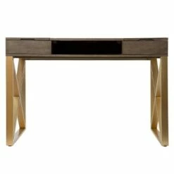 Nesdy 2 Tone Desk with Storage Gray/Gold - Aiden Lane -Outlet Desks Store unnamed file 14296