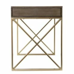 Nesdy 2 Tone Desk with Storage Gray/Gold - Aiden Lane -Outlet Desks Store unnamed file 14297