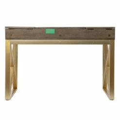 Nesdy 2 Tone Desk with Storage Gray/Gold - Aiden Lane -Outlet Desks Store unnamed file 14298