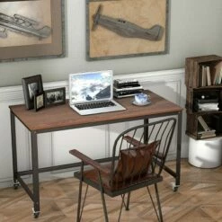 Costway Rolling Computer Desk Metal Frame PC Laptop Table Wood Top Study Workstation -Outlet Desks Store unnamed file 1434