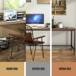Costway Rolling Computer Desk Metal Frame PC Laptop Table Wood Top Study Workstation -Outlet Desks Store unnamed file 1435
