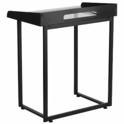 Contemporary Desk with Tempered Glass and Frame - Clear Glass Top/Black Frame - Riverstone Furniture Collection