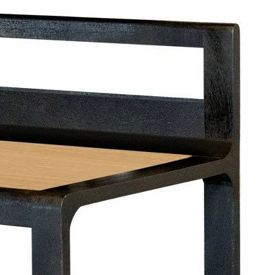 Metal Writing Desk with Lift Top Storage Brass/Black - Benzara 4 Metal Writing Desk with Lift Top Storage Brass/Black - Benzara - Image 3