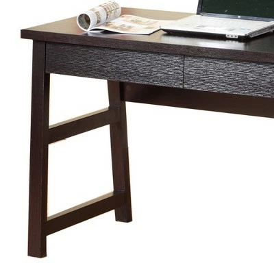 Wooden Desk with 2 Drawers Brown - Benzara 4 Wooden Desk with 2 Drawers Brown - Benzara - Image 2