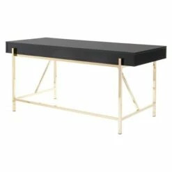 Broadway Desk Black Gloss Finish and Gold Frame - OSP Home Furnishings -Outlet Desks Store unnamed file 14477