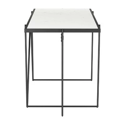 Valencia Marble Desk White/Matte Black - ZM Home 3 Valencia Marble Desk White/Matte Black - ZM Home