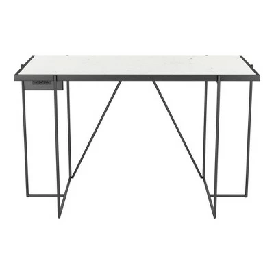 Valencia Marble Desk White/Matte Black - ZM Home 4 Valencia Marble Desk White/Matte Black - ZM Home - Image 2