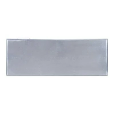 Patchwork Aluminum Top Desk with Metal Sled Base Silver/Black - Benzara 5 Patchwork Aluminum Top Desk with Metal Sled Base Silver/Black - Benzara - Image 3