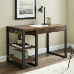 48" Industrial Farmhouse Tech Desk with USB - Saracina Home Charcoal