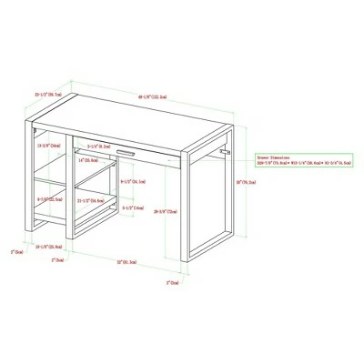 48" Industrial Farmhouse Tech Desk with USB - Saracina Home Charcoal 8 48" Industrial Farmhouse Tech Desk with USB - Saracina Home Charcoal - Image 6