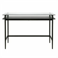 Henn& Hart 46" Black Bronze Desk with Black Woodgrain Shelf - Henn&Hart -Outlet Desks Store unnamed file 14687