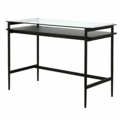 Henn& Hart 46" Black Bronze Desk with Black Woodgrain Shelf - Henn&Hart -Outlet Desks Store unnamed file 14693