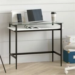Henn& Hart 36" Black Bronze Desk with Faux Marble Shelf - Henn&Hart -Outlet Desks Store unnamed file 14704