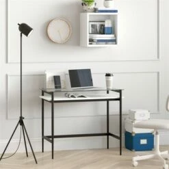 Henn& Hart 36" Black Bronze Desk with Faux Marble Shelf - Henn&Hart -Outlet Desks Store unnamed file 14705