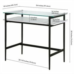 Henn& Hart 36" Black Bronze Desk with Faux Marble Shelf - Henn&Hart -Outlet Desks Store unnamed file 14706
