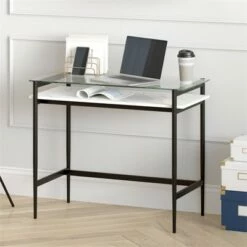Henn& Hart 36" Black Bronze Desk with Faux Marble Shelf - Henn&Hart -Outlet Desks Store unnamed file 14707