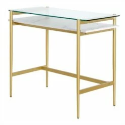 Henn& Hart 36" Brass Finish Desk with Faux Marble Shelf - Henn&Hart -Outlet Desks Store unnamed file 14725