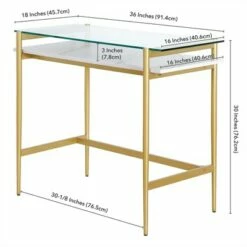 Henn& Hart 36" Brass Finish Desk with Faux Marble Shelf - Henn&Hart -Outlet Desks Store unnamed file 14729