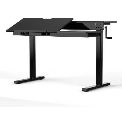 Stand Up Desk Store 48" Crank Adjustable Height Split Level Drafting Table Ergonomic Desk with Monitor Shelf 5 Stand Up Desk Store 48" Crank Adjustable Height Split Level Drafting Table Ergonomic Desk with Monitor Shelf - Image 3