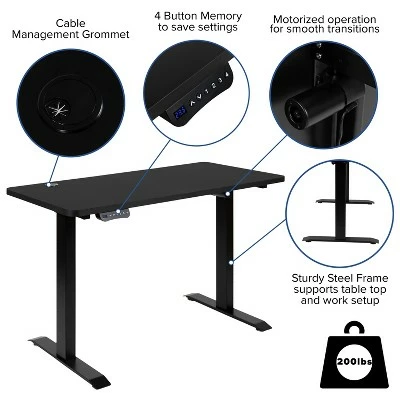 Flash Furniture Electric Height Adjustable Standing Desk - Table Top 48" Wide - 24" Deep 13 Flash Furniture Electric Height Adjustable Standing Desk - Table Top 48" Wide - 24" Deep - Image 11
