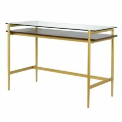 Henn& Hart 46" Brass Finish Desk with Walnut Shelf - Henn&Hart 16 Henn& Hart 46" Brass Finish Desk with Walnut Shelf - Henn&Hart -Outlet Desks Store unnamed file 14831